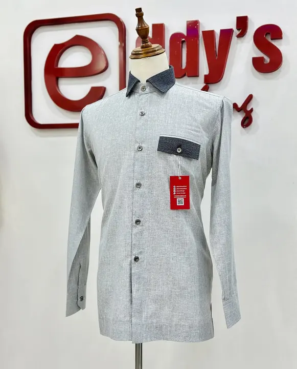 Grey linen long-sleeve shirt