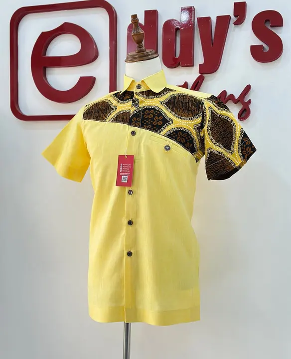Lemon shirt with a wax print yoke