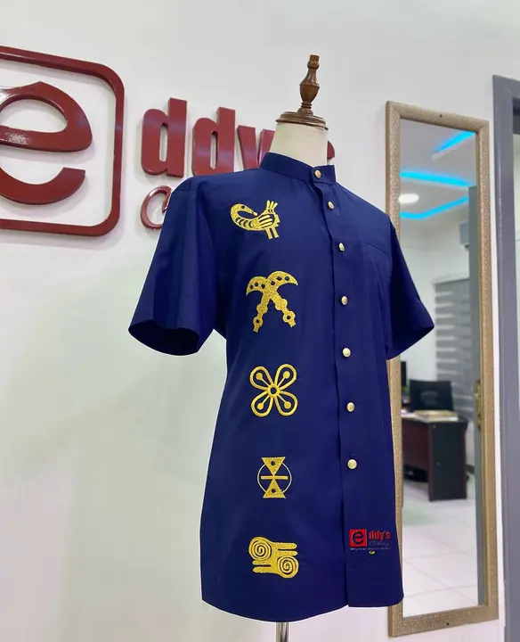 Navy top with gold Adinkra symbols