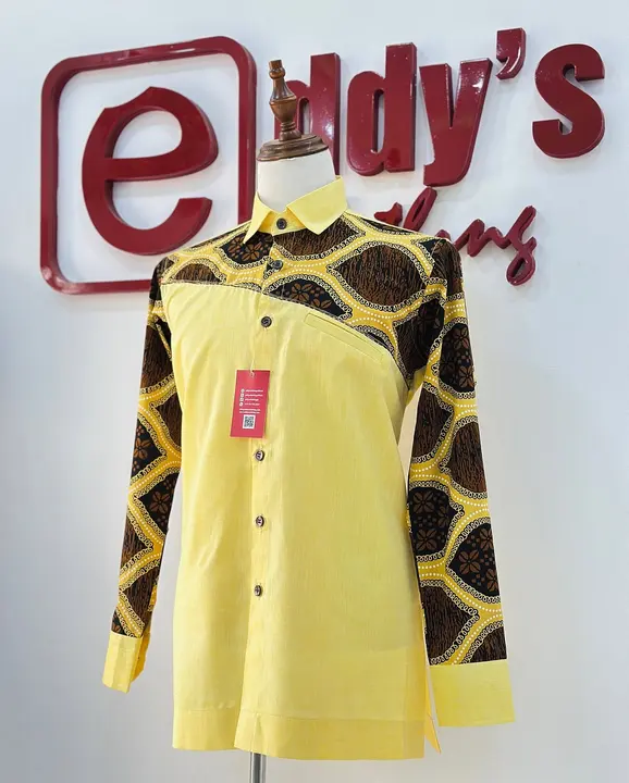 Lemon long-sleeve shirt with wax print